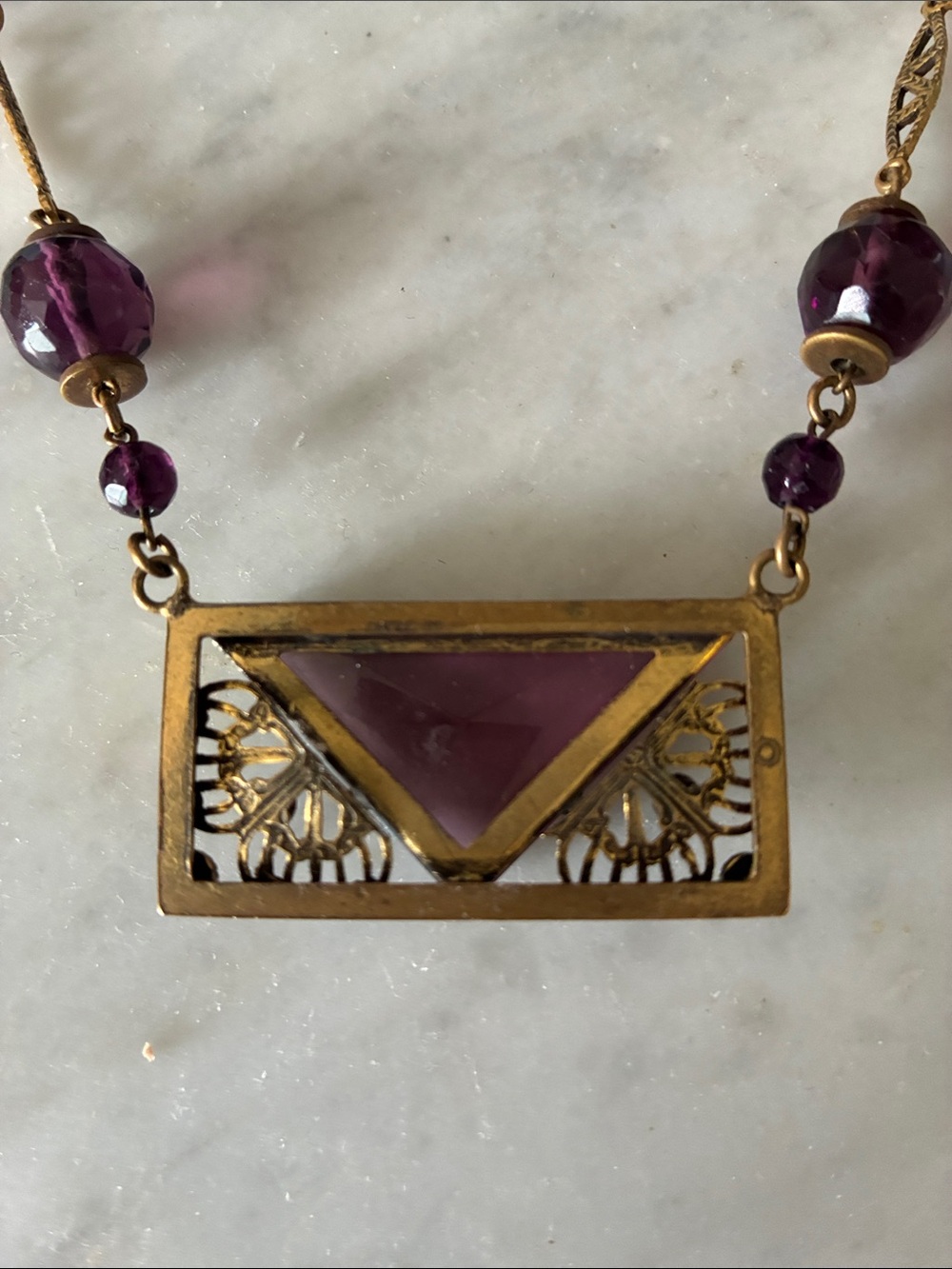 Vintage Art Deco Czech Glass Necklace - Picture 4 of 4
